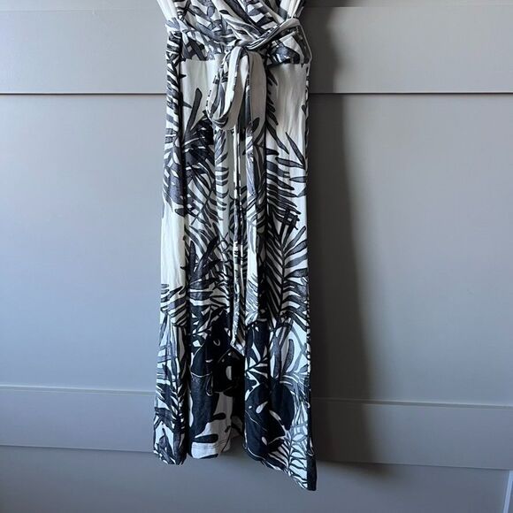 Tommy Bahama Fronds Falling Tambour Faux-Wrap Dress Medium V Neck Tropical - Picture 4 of 16